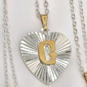 Vintage Avon Sterling Silver Letter G Sparkling Necklace Initial Heart NIB